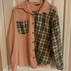 SHEIN Pink and Plaid Blazer